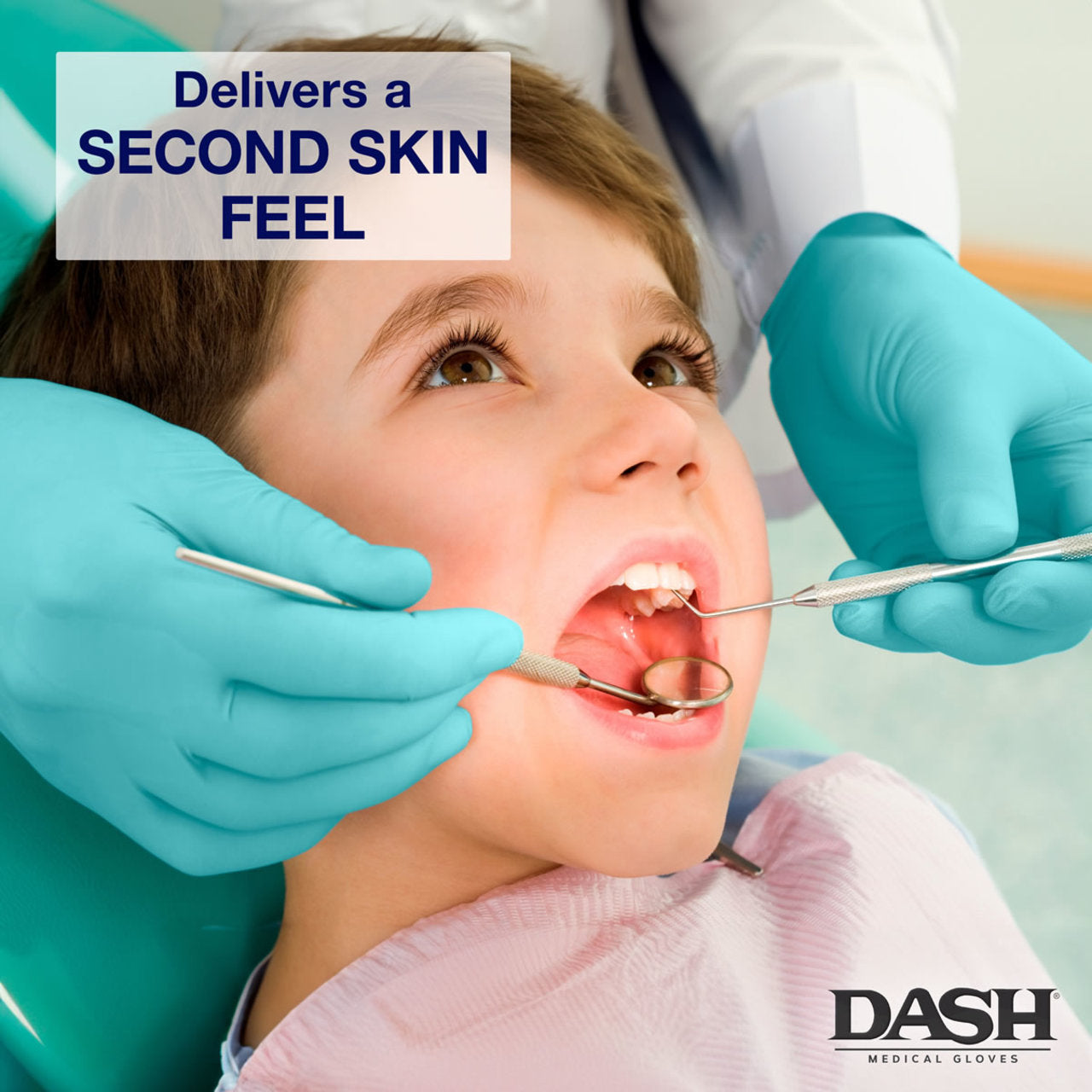 DASH True Comfort Blu Polychloroprene Exam Grade Disposable Gloves, Ocean Blue, 3.1 mil, Box of 100