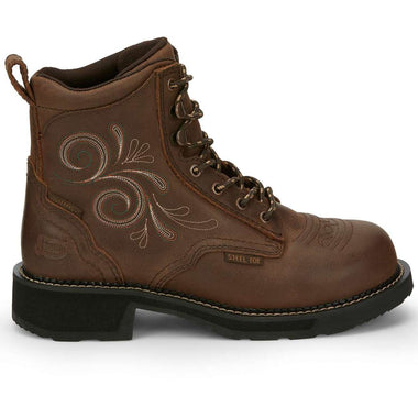 Justin Women's Katerina 6" Waterproof EH Steel Toe Boots, GY985, Brown