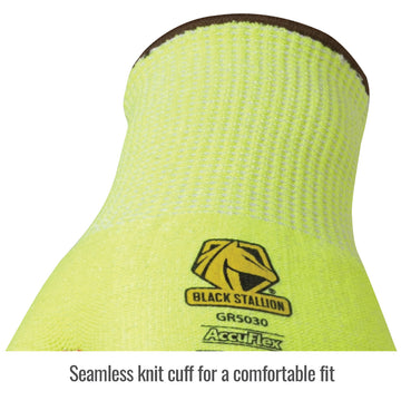 Black Stallion GR5030 AccuFlex Hi-Vis A6 Cut Sandy Nitrile Coated Gloves, Hi-Vis Green/Red