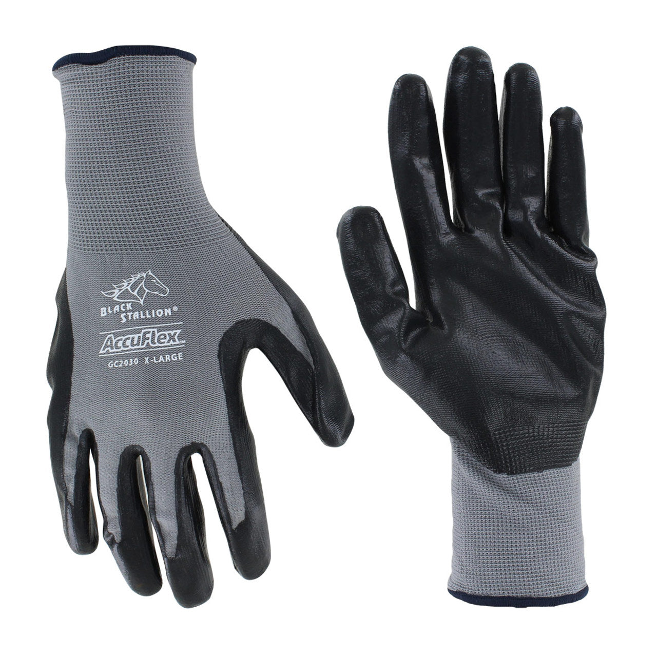 Black Stallion GC2030 AccuFlex Nitrile-Coated Nylon Glove, GC2030-GY, Gray/Black