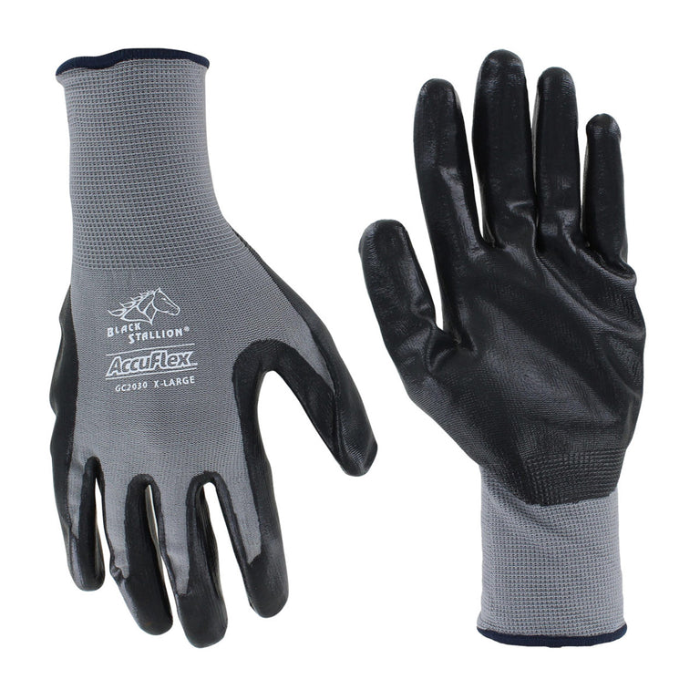 Black Stallion GC2030 AccuFlex Nitrile-Coated Nylon Glove, GC2030-GY, Gray/Black