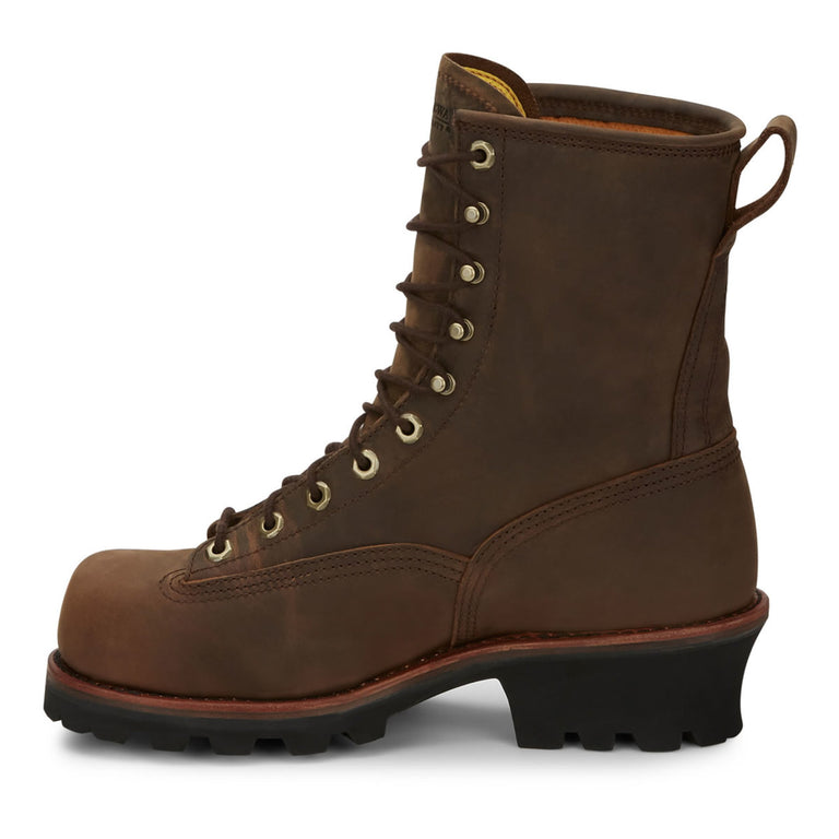 Chippewa Men's Paladin 8" Logger EH Waterproof Steel Toe Boots, 73101, Brown