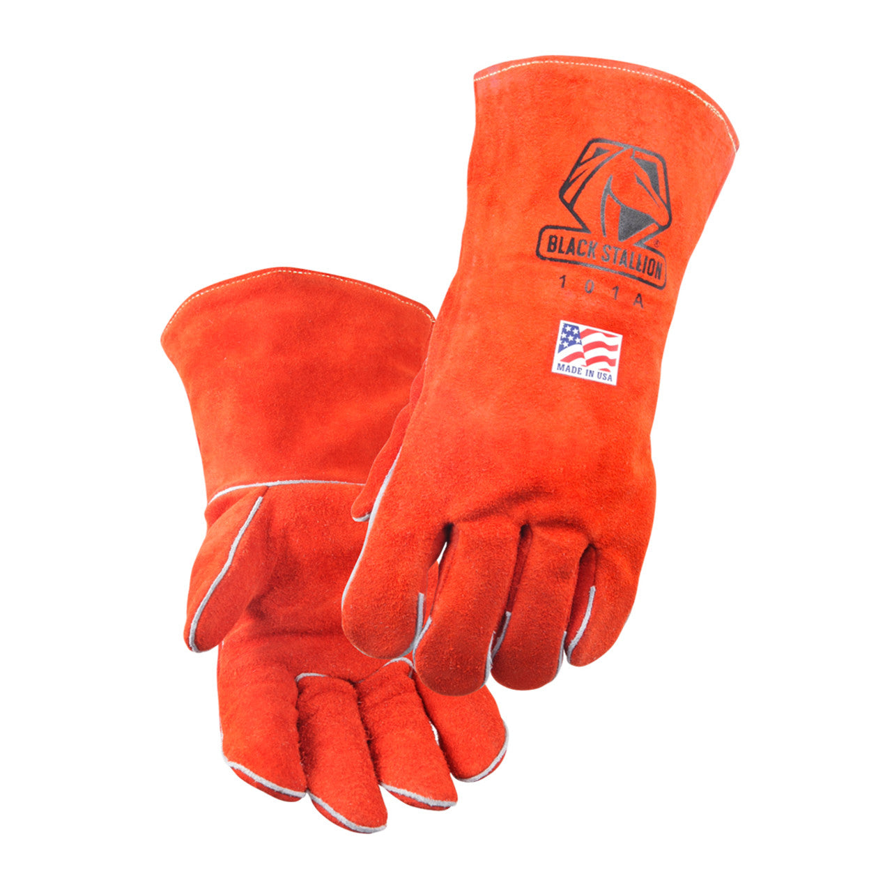 Black Stallion 101A Split Cowhide Stick Welding Gloves, Made in USA, Orange