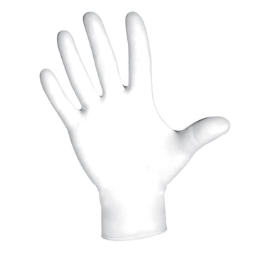DASH Nuvo Super Stretch Vinyl Disposable Gloves, White, 2.4 mil, Box of 100