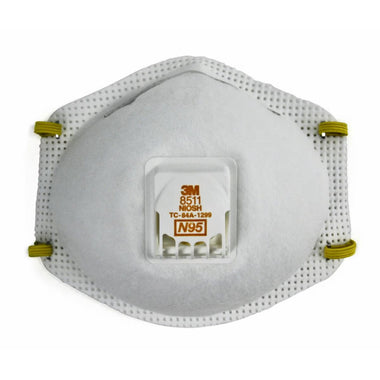 3M N95 Disposable Respirator USA Made, 8511, White, Pack of 10