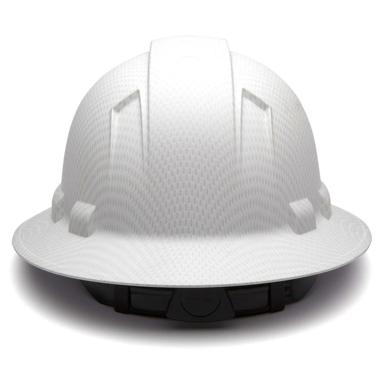Pyramex Ridgeline Full Brim Hard Hat 4-Point Ratchet Suspension, HP54116, Matte-White Graphite