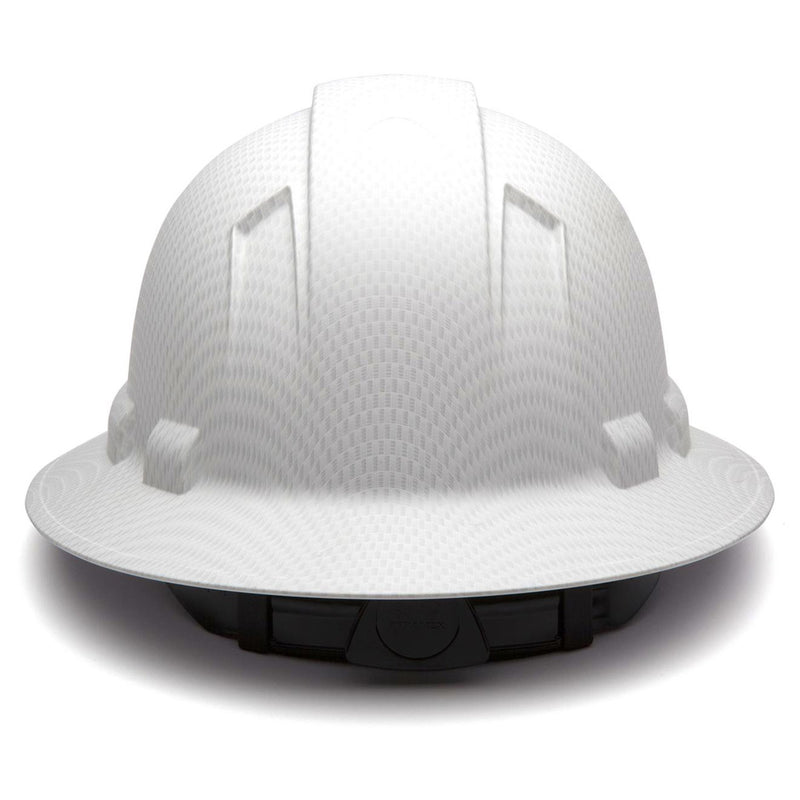 Pyramex Ridgeline Full Brim Hard Hat 4-Point Ratchet Suspension, HP54116, Matte-White Graphite