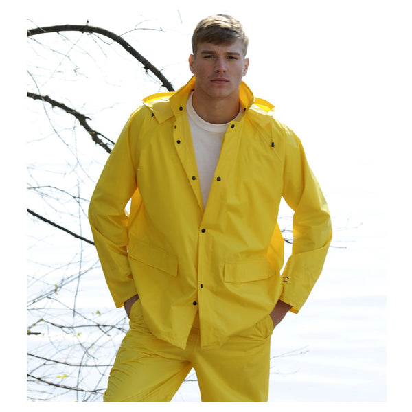 Custom Leather Craft Piece Yellow Polyester Rain Jacket R102