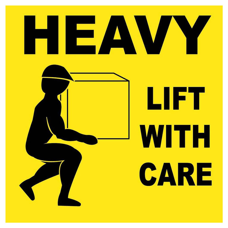 Heavy, Lift With Care, 4x4, Pressure Sensitive Paper, 500 per Roll, Shipping and Packing Labels