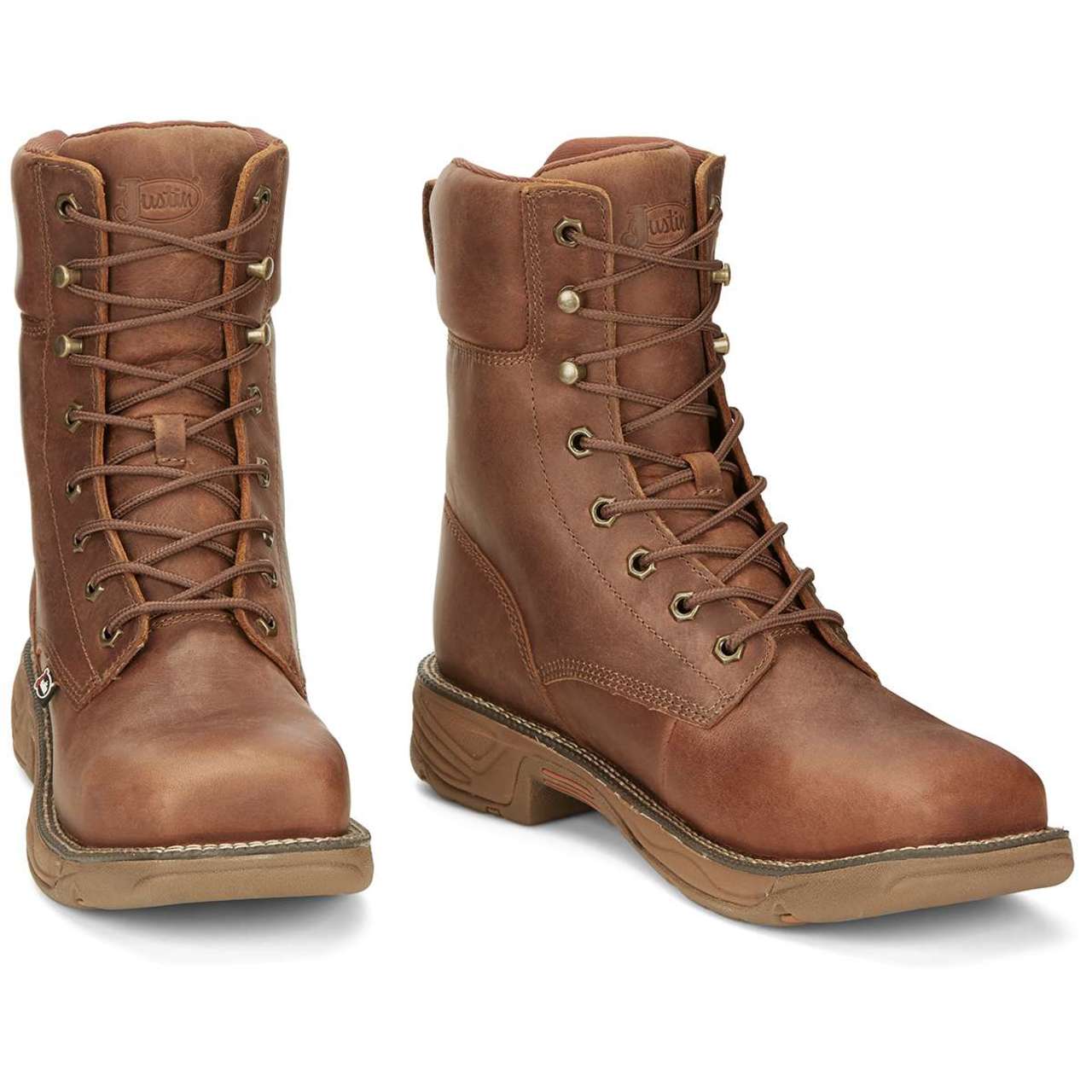 Justin Men's Rush 8" Waterproof EH Nano Composite Toe Boots, SE468, Brown