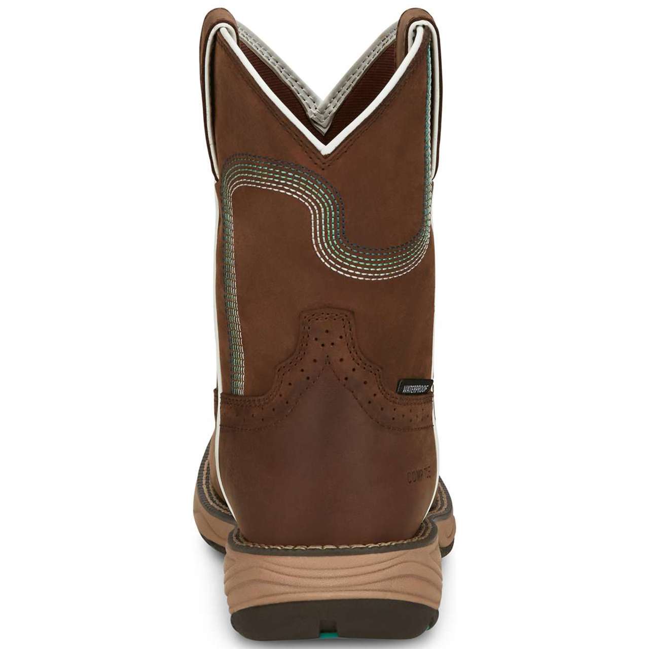 Justin Women's Stampede Rush 8" Waterproof EH Composite Toe Boots, SE4360, Brown