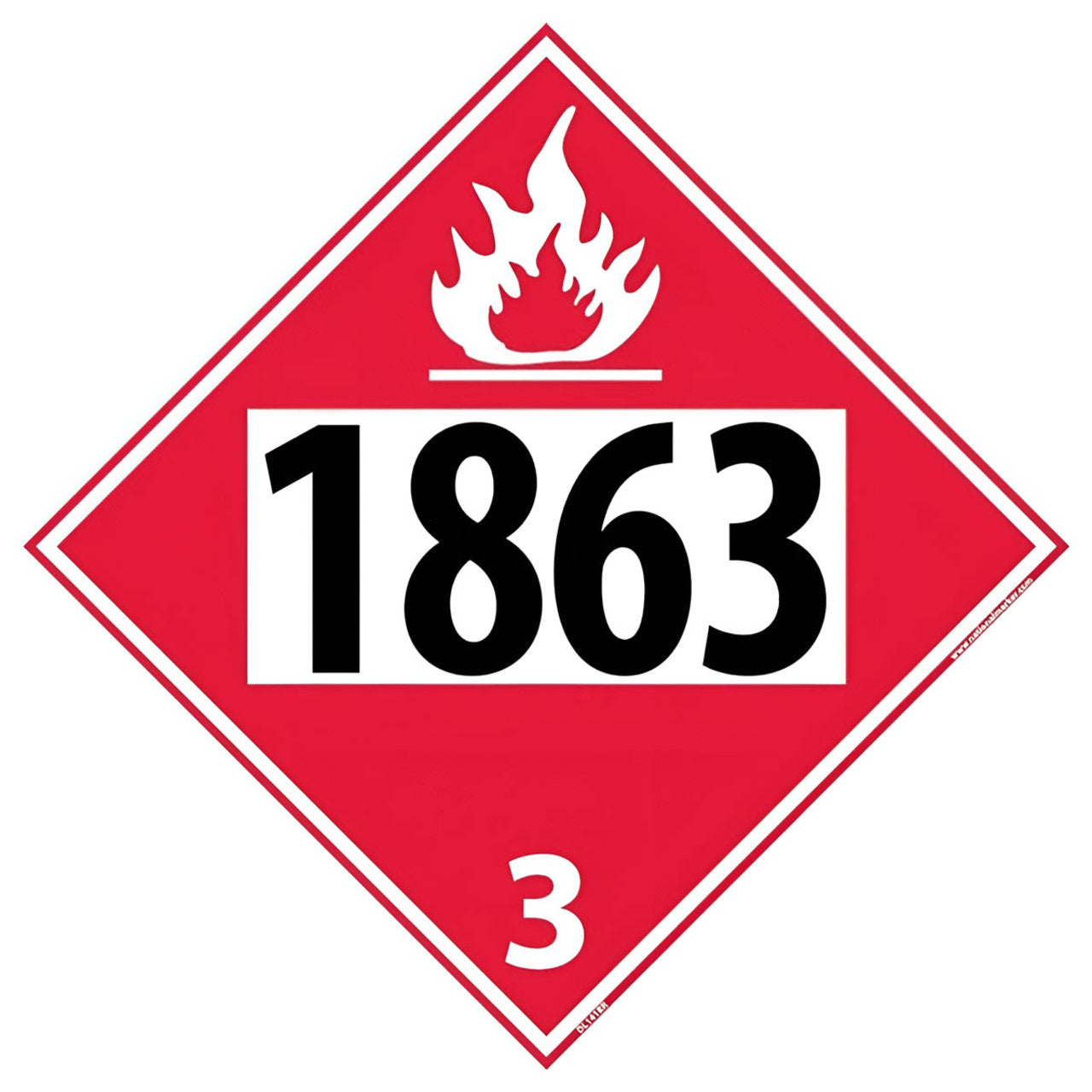 National Marker DL141BR Plastic DOT Placard, Hazard Class 3 - 1863 (Fuel, Aviation), 10 3/4in x 10 3/4in