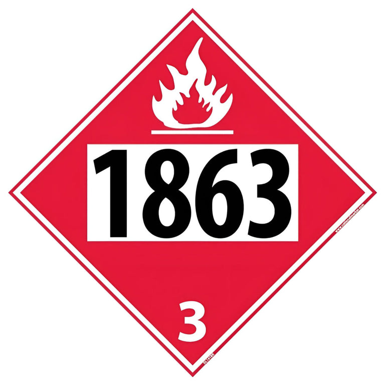 National Marker DL141BR Plastic DOT Placard, Hazard Class 3 - 1863 (Fuel, Aviation), 10 3/4in x 10 3/4in