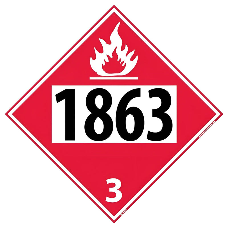National Marker DL141BR Plastic DOT Placard, Hazard Class 3 - 1863 (Fuel, Aviation), 10 3/4in x 10 3/4in