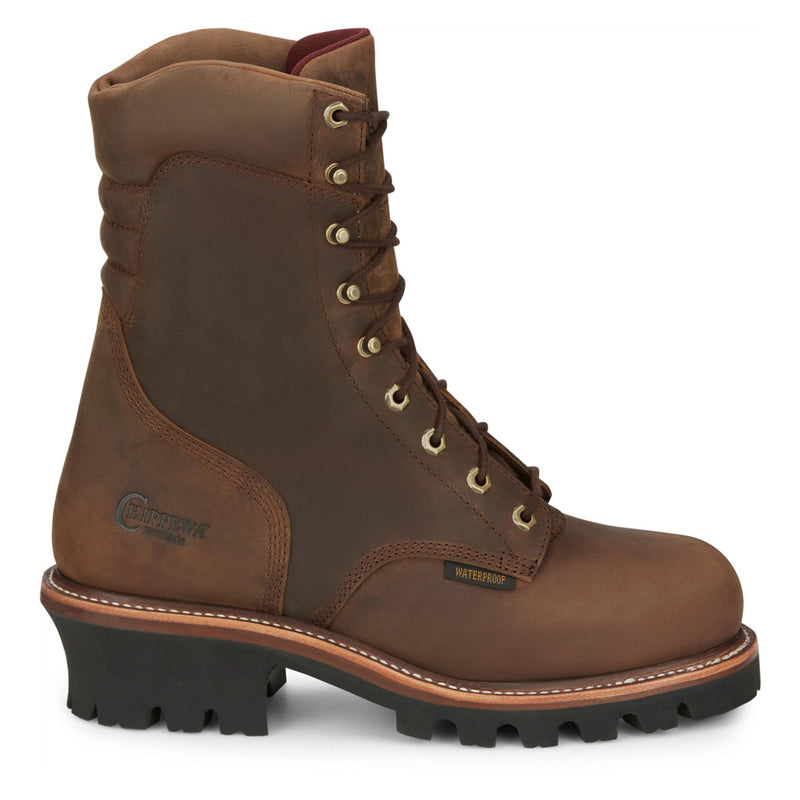 Chippewa Men's Super DNA 9" Logger Waterproof EH Steel Toe Boots, 59405, Tan