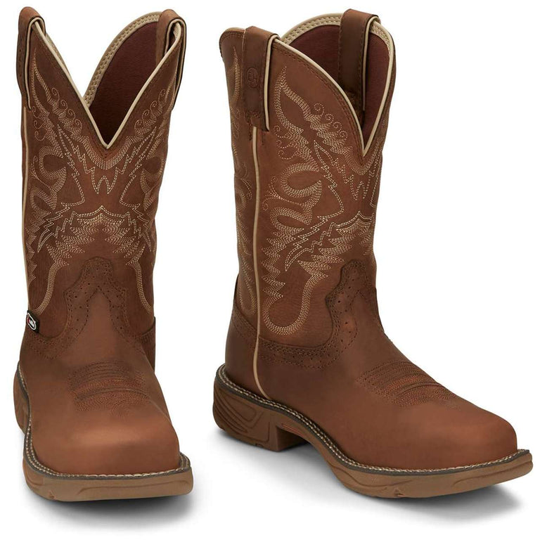 Justin Women's Stampede Rush 11" Waterproof EH Nano Composite Toe Boots, SE4352, Brown