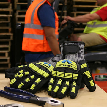 Pyramex GL610C A6 Cut Sandy Nitrile Dipped Level 2 Impact Gloves, Gray/Black