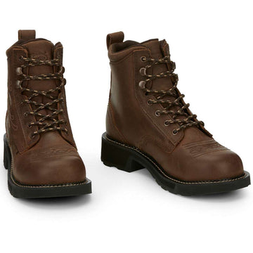 Justin Women's Katerina 6" Waterproof EH Steel Toe Boots, GY985, Brown