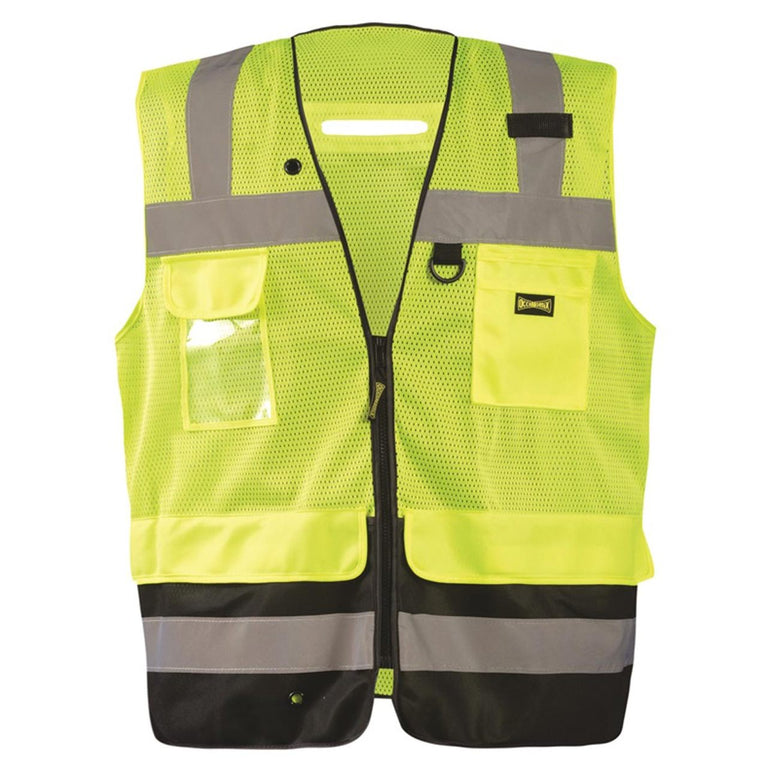 OccuNomix Type R Class 2 Hi-Vis Black Bottom Surveyor Safety Vest, LUX-LTGCSBK