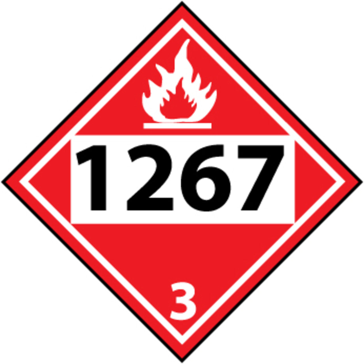 National Marker DL139BR Plastic DOT Placard, Hazard Class 3 - 1267 (Crude Oil), 10 3/4in x 10 3/4in
