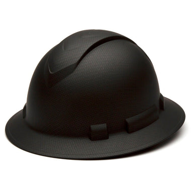 Custom Pyramex Ridgeline Full Brim Hard Hat, 4-Point Ratchet Suspension, Matte Black Graphite