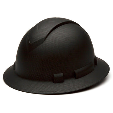 Pyramex Ridgeline Full Brim Hard Hat 4-Point Ratchet Suspension, HP54117, Black Graphite
