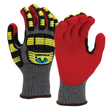 Pyramex GL609C A6 Cut Sandy Nitrile Dipped Level 2 Impact Gloves, Gray