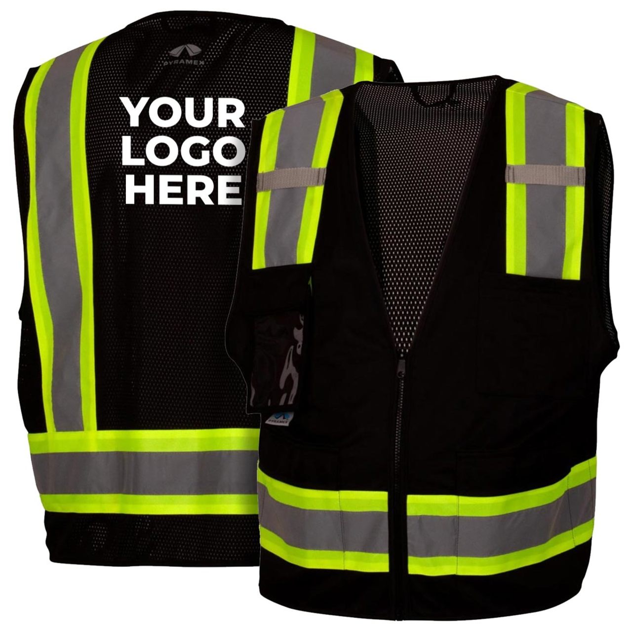 Custom Pyramex RVZ24CP Type R Class 2 Hi-Vis Mesh Back Safety Vest