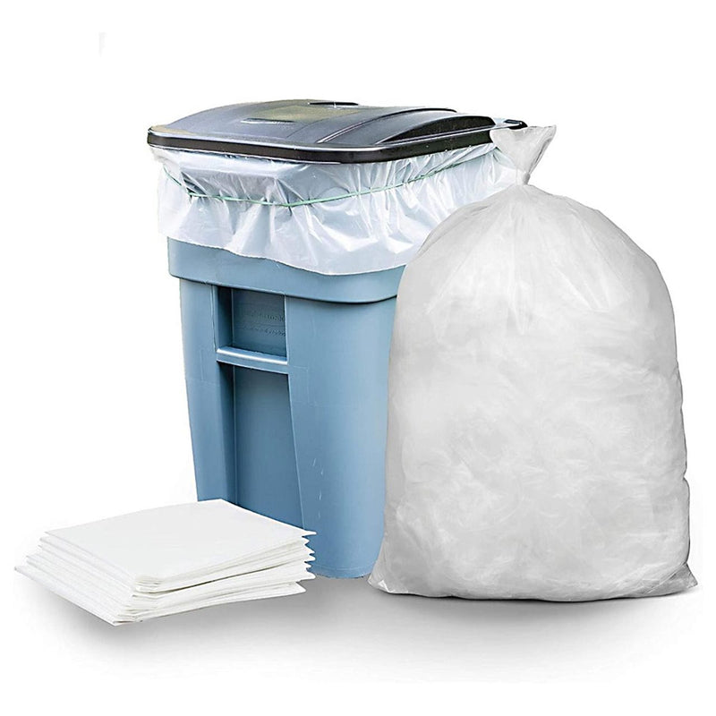 65 Gallon Trash Bags - Clear, 50 Bags - 1.5 Mil