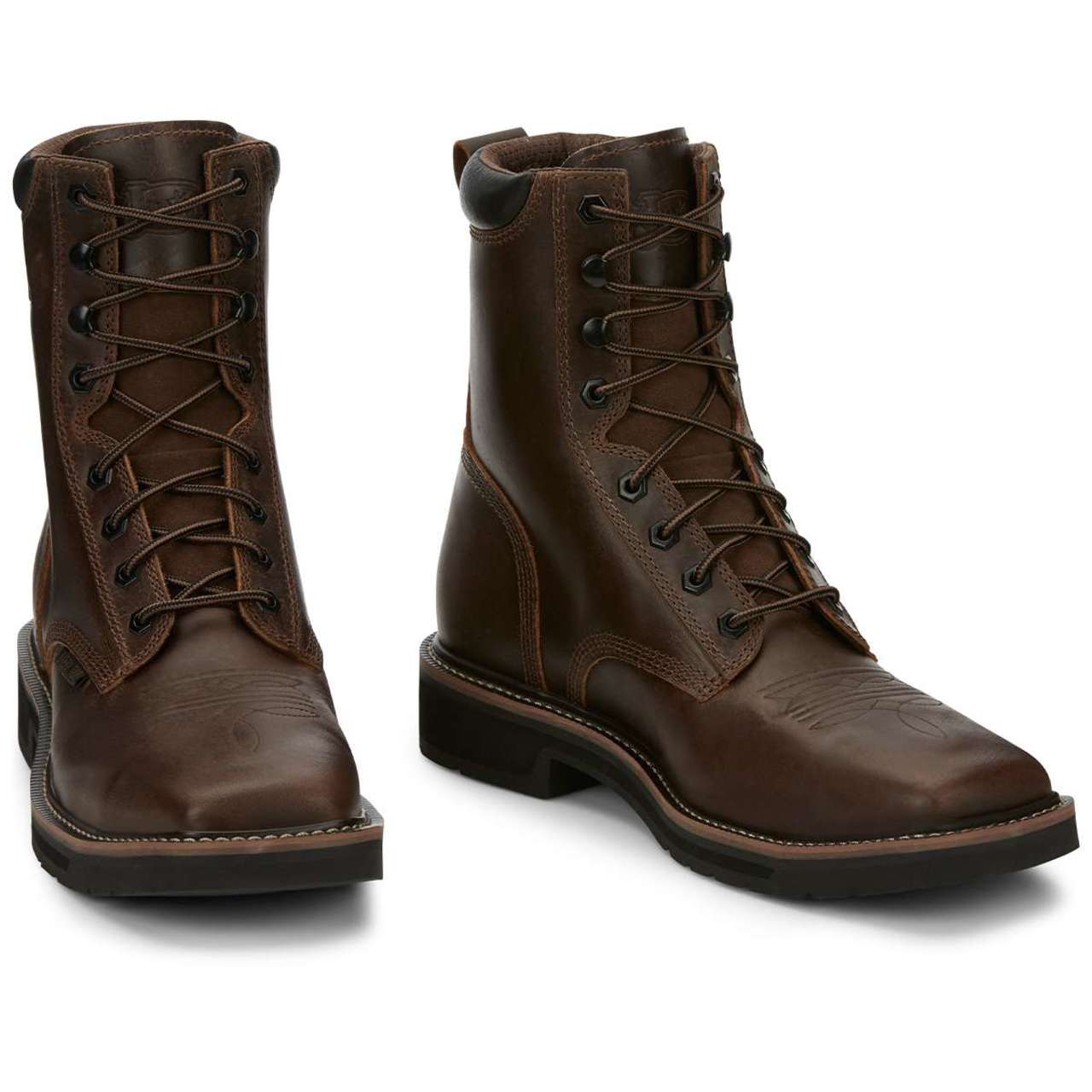 Justin Men's Pulley 8" EH Steel Toe Boots, SE682, Brown