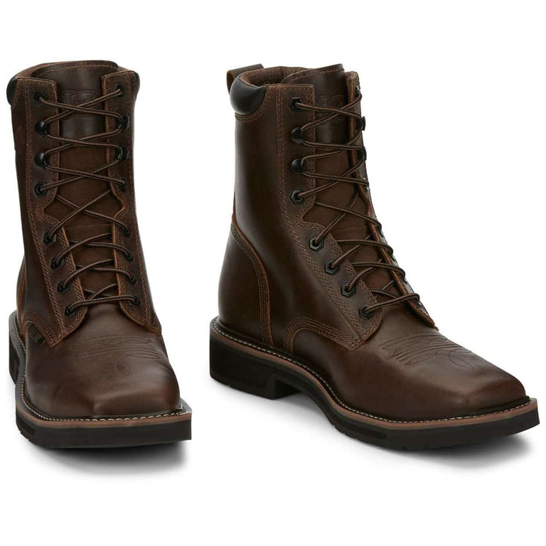 Justin Men's Pulley 8" EH Steel Toe Boots, SE682, Brown