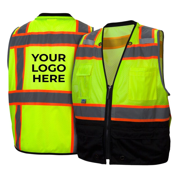 Custom Pyramex RVZ44B Type R Class 2 Hi-Vis Two-Tone Black Bottom Mesh Safety Vest