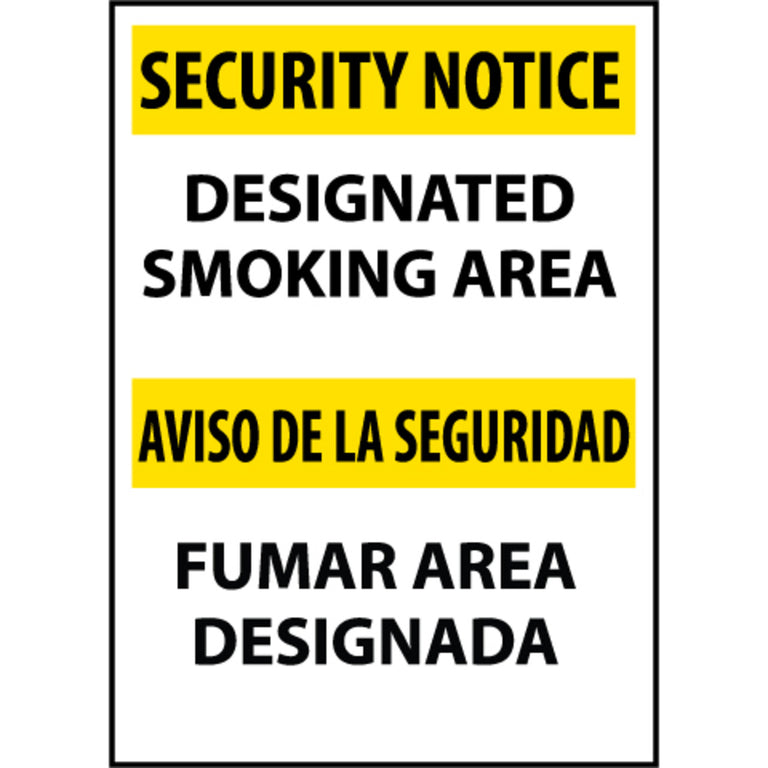 Misc, Designated Smoking Area Bilingual, 14x10, Rigid Plastic Sign