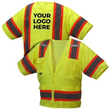 Custom Pyramex Safety RVZ34 Type R Class 3 Hi-Vis Two-Tone Mesh Back Safety Vest