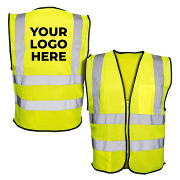 Custom Rugged Blue Type R Class 2 Hi-Vis Double Stripe Mesh Safety Vest