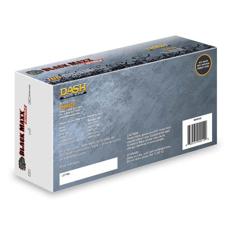 DASH Black Maxx Nitrile Disposable Exam Grade Disposable Gloves, Black, 5 mil, Box of 100