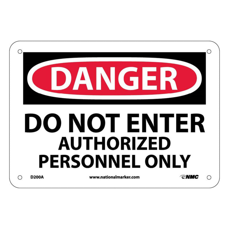 Danger Do Not Enter Authorized Personnel Only, 10x14 .040 Aluminum Sign