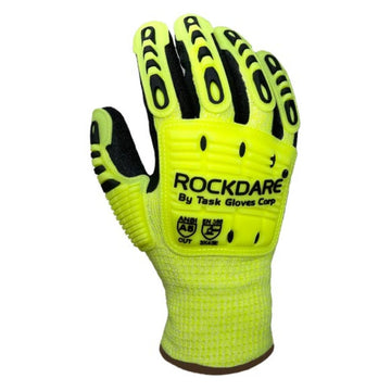 TASK ROCKDARE Hi-Vis ANSI A5 Cold Weather Latex Coated Waterproof Impact Gloves, Yellow - RD3000