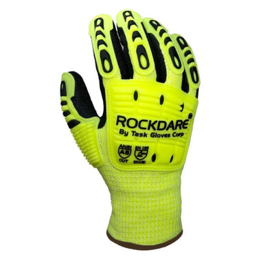 TASK ROCKDARE Hi-Vis ANSI A5 Cold Weather Latex Coated Waterproof Impact Gloves, Yellow, RD3000