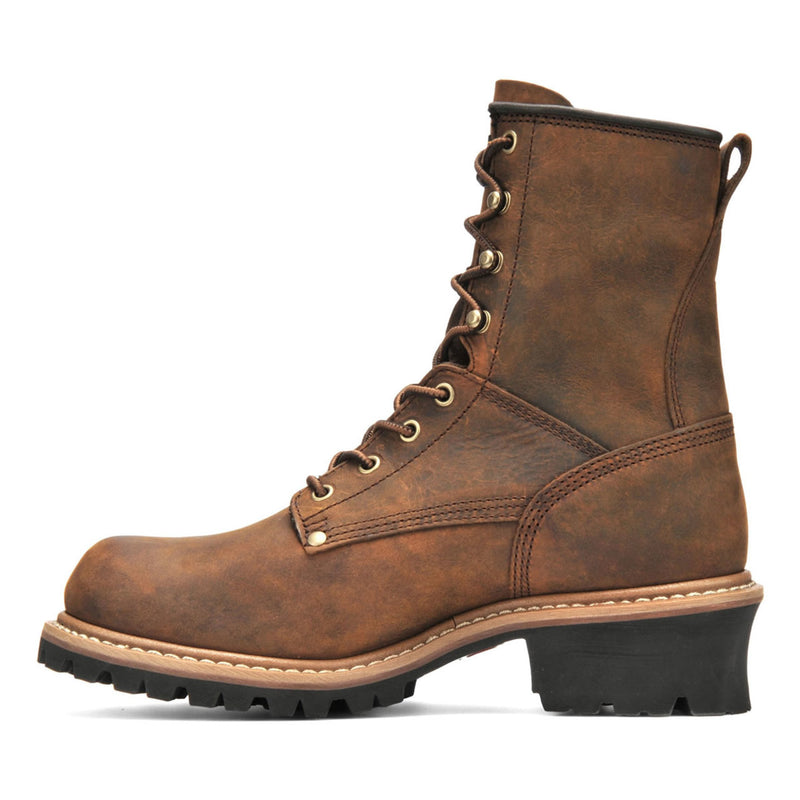 Carolina Men's Elm 8" Loggers Waterproof EH Soft Toe Boots, CA8821, Copper Crazy Horse
