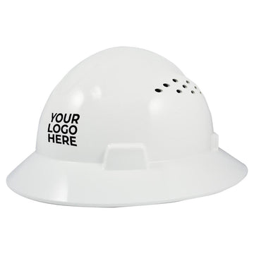 Custom General Electric Vented Full Brim Hard Hat 4-Point Ratchet Suspension, GH328