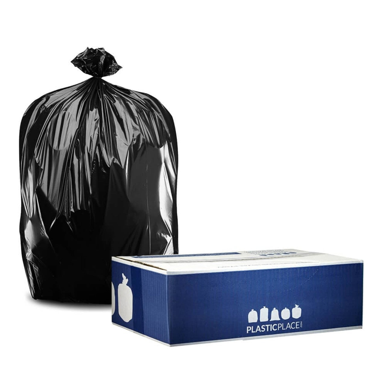 64 Gallon Toter Compatible Trash Bags on Rolls - Black, 100 Bags - 1.2 Mil
