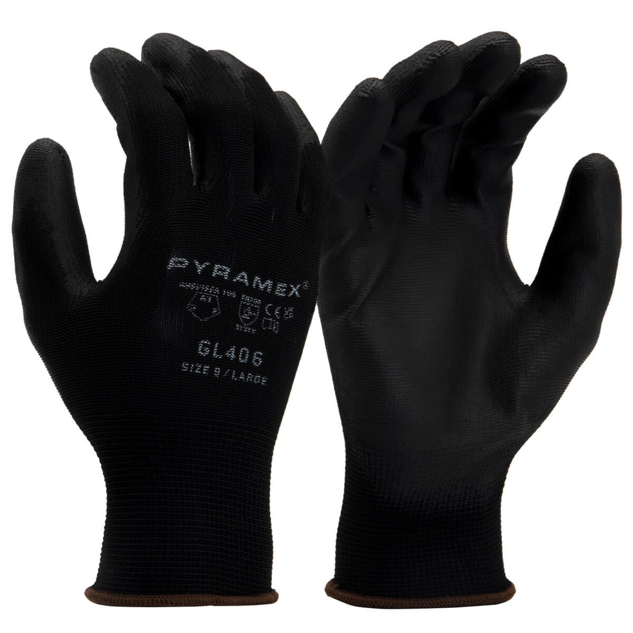 Pyramex GL406 A1 Cut Polyurethane Dipped Gloves, Black