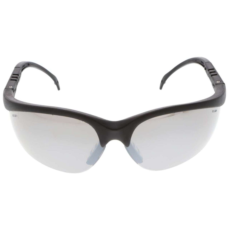 MCR Klondike KD1 Series Safety Glasses - Black Frame - Silver Mirror Lens