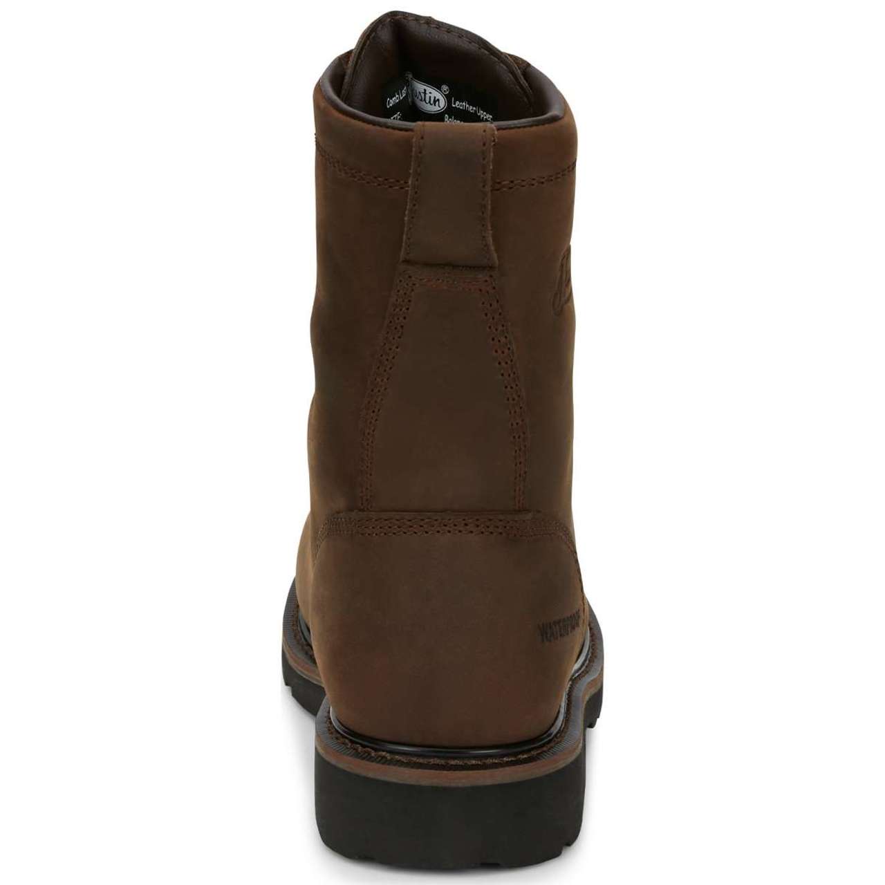 Justin Men's Drywall 8" Waterproof EH Steel Toe Boots, SE961, Brown