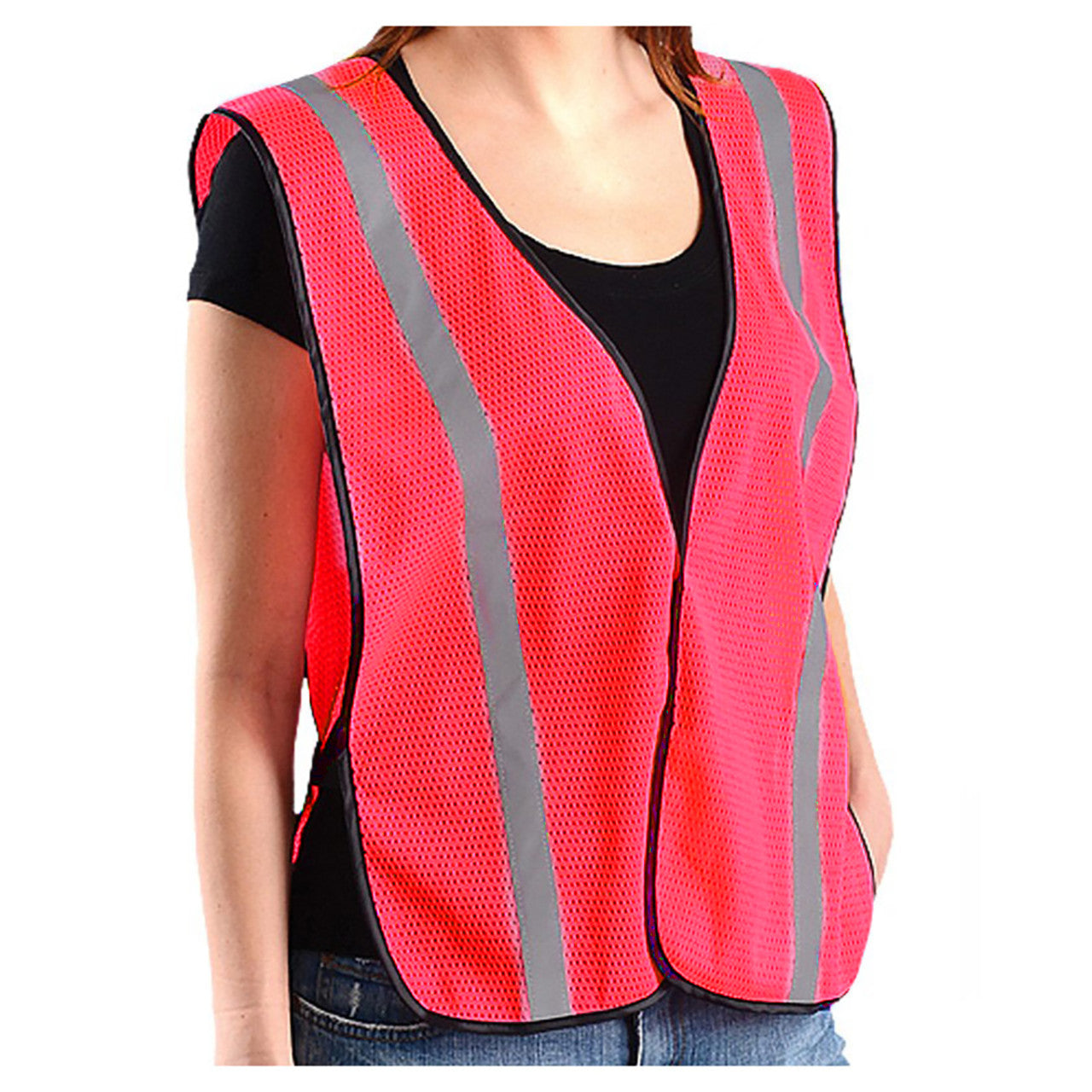 Safety Girl Women's Non-ANSI Hi-Vis Mesh Safety Vest, Hi-Vis Pink