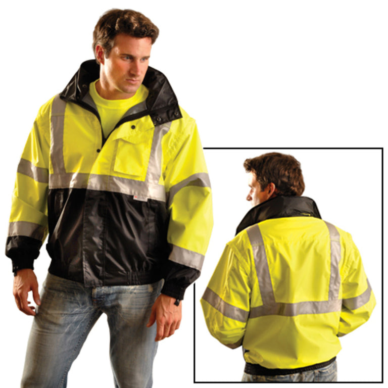 OccuNomix Type R Class 3 Hi-Vis 4-in-1 Black-Bottom Bomber Jacket, LUX-TJBJ-B