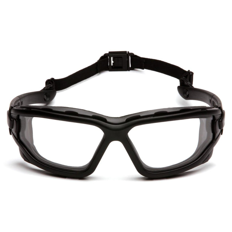Pyramex I-Force Dual Pane Sealed Safety Glasses, Black Frame/Strap