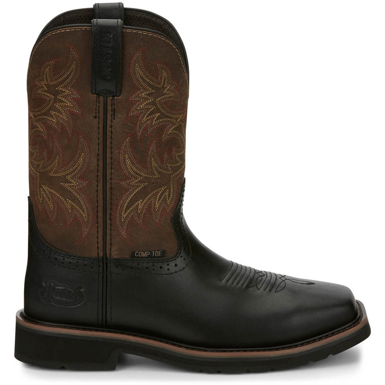 Justin Men's Driller 11" Black EH Composite Toe Boots, SE4818, Black