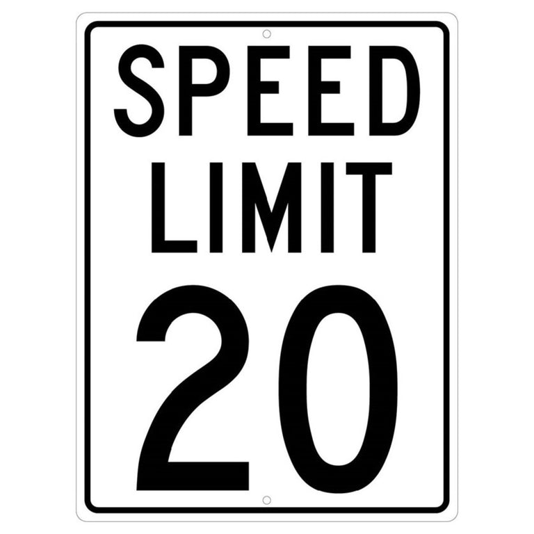 Speed Limit 20, 18x12 Aluminum Traffic Sign